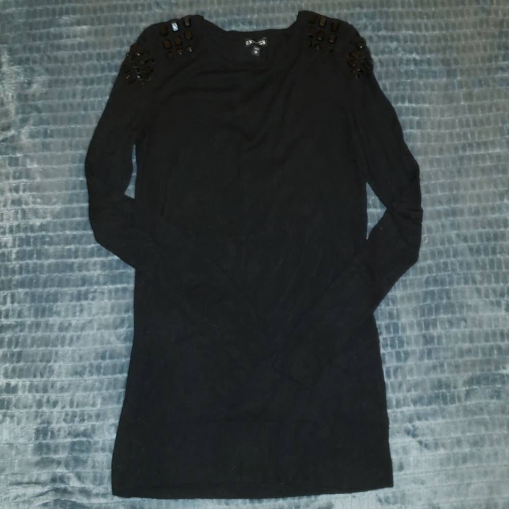 Express long black sweater with gems size XS